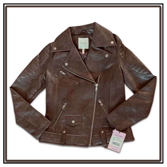 NWT Avec Les Filles Faux Leather Quilted Moto Biker Jacket - Picture 4 of 16